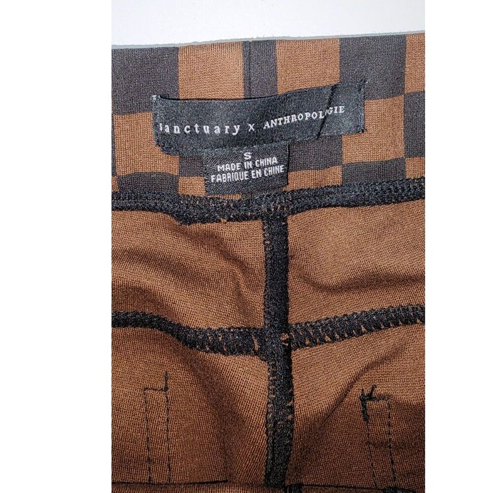 Sanctuary X Anthropologie Brown & Black Checkered Leggings Size S - Picture 4 of 9
